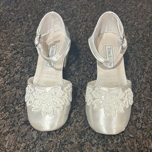 Touch Ups Elegant White Clarissa Sandals with Custom Embroidery, 12M
